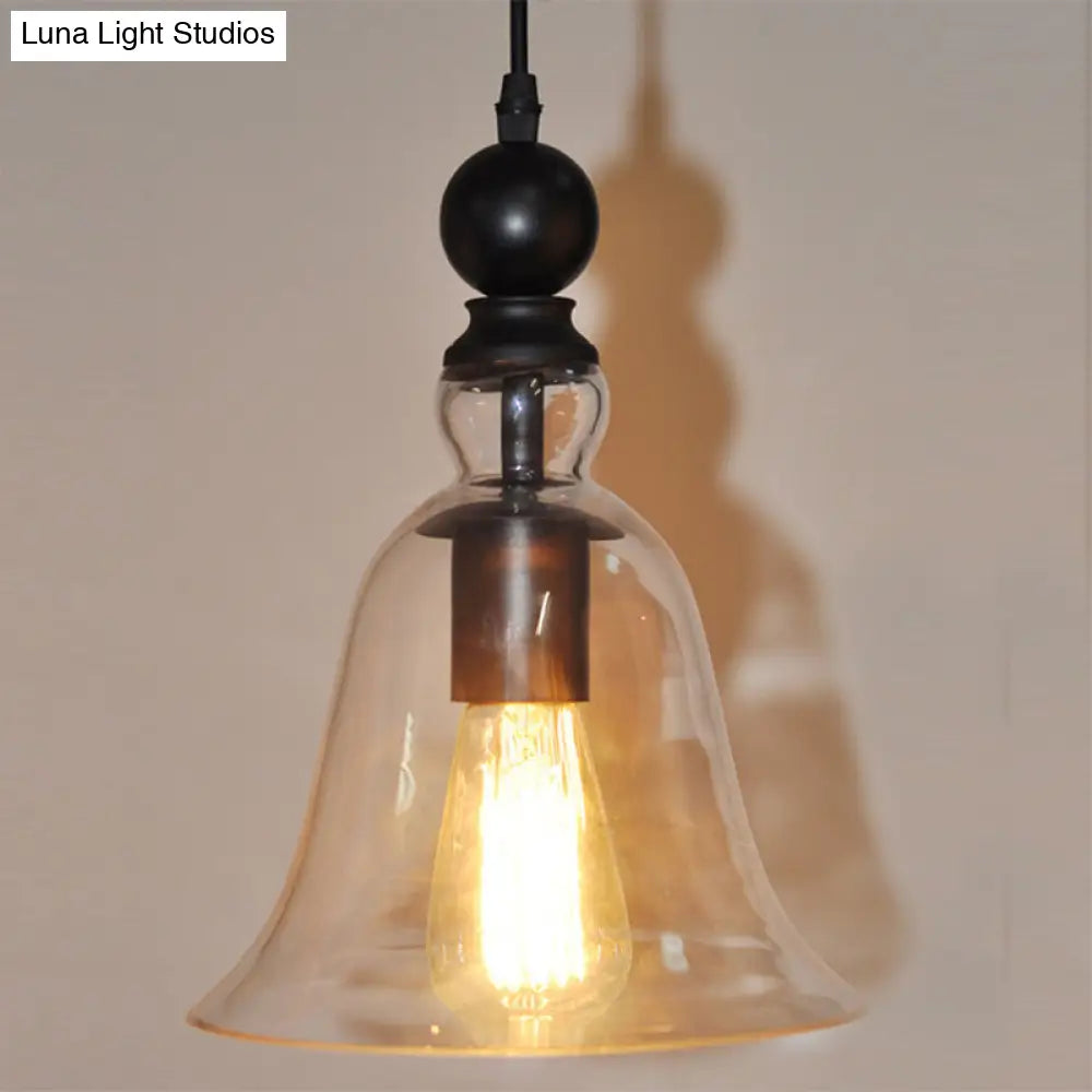 Industriële Hanglamp met Zwarte Glazen Klok – Vintage Stijl voor Eetkamer & Keuken
