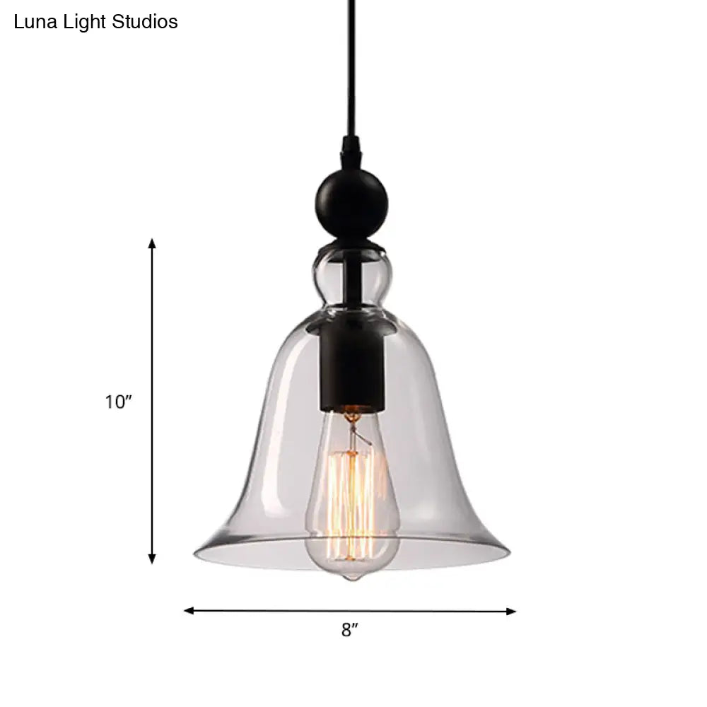 Industriële Hanglamp met Zwarte Glazen Klok – Vintage Stijl voor Eetkamer & Keuken