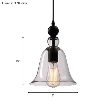 Industriële Hanglamp met Zwarte Glazen Klok – Vintage Stijl voor Eetkamer & Keuken