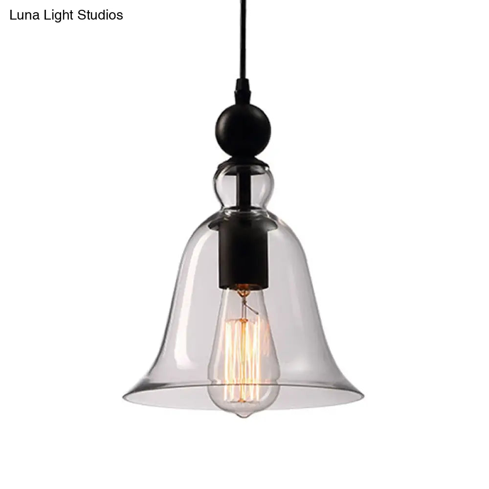 Industriële Hanglamp met Zwarte Glazen Klok – Vintage Stijl voor Eetkamer & Keuken