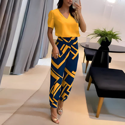 Dames Broek Blouse Set met Pofmouwen Elastisch - StudioMarella