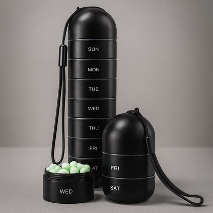 Pillendoos Aluminium 7 Vakken Waterdicht Compact Voor Reizen