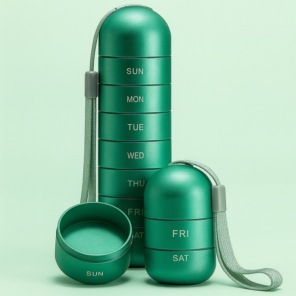 Pillendoos Aluminium 7 Vakken Waterdicht Compact Voor Reizen