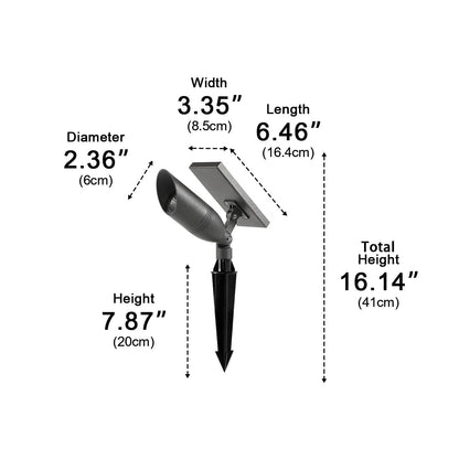 Tuinspot Grondspot Aluminium Zwart IP65 Zonne-energie Bedraad 5W Tuin Oprit Patio Spotlight Tuinverlichting Verstelbaar
