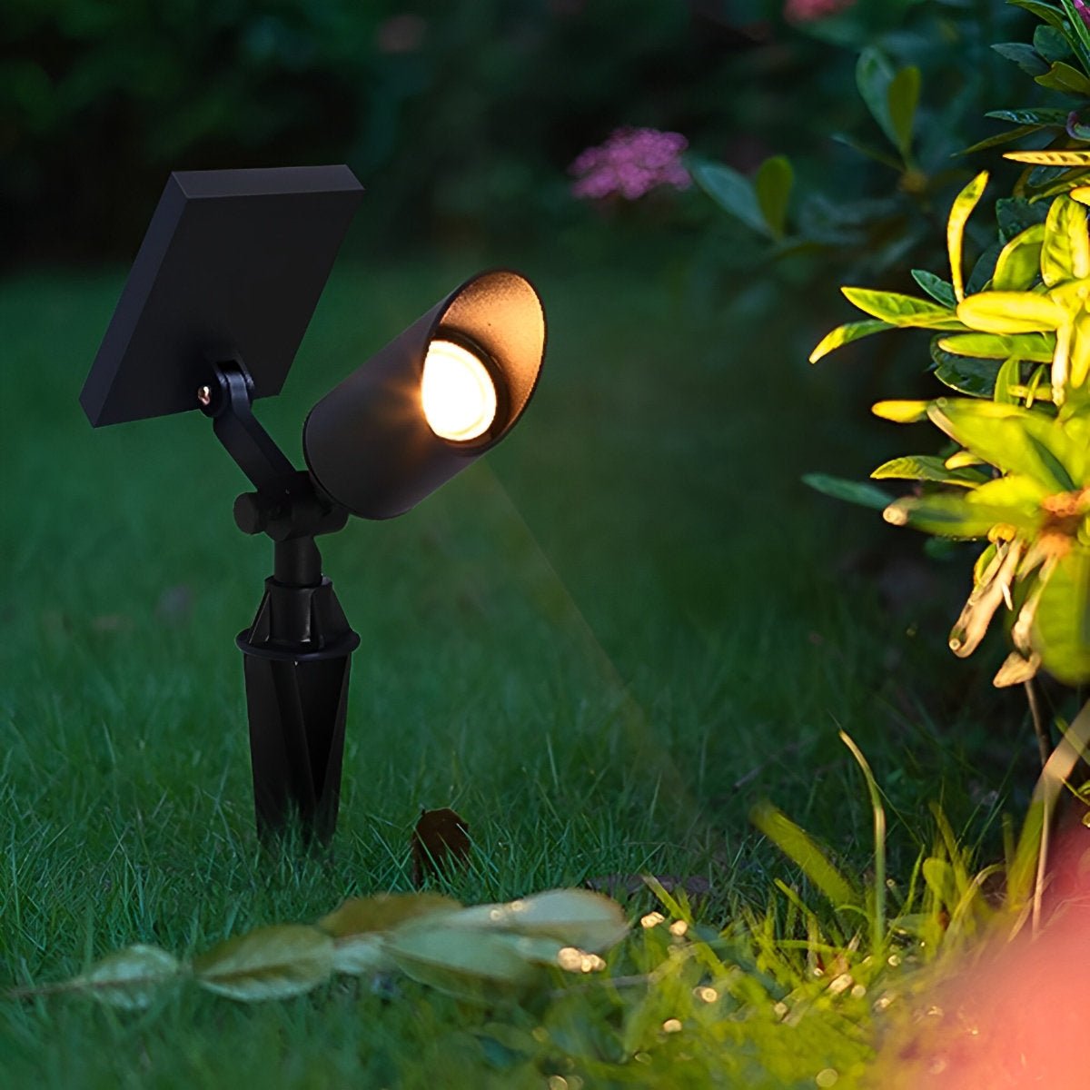 Tuinspot Grondspot Aluminium Zwart IP65 Zonne-energie Bedraad 5W Tuin Oprit Patio Spotlight Tuinverlichting Verstelbaar