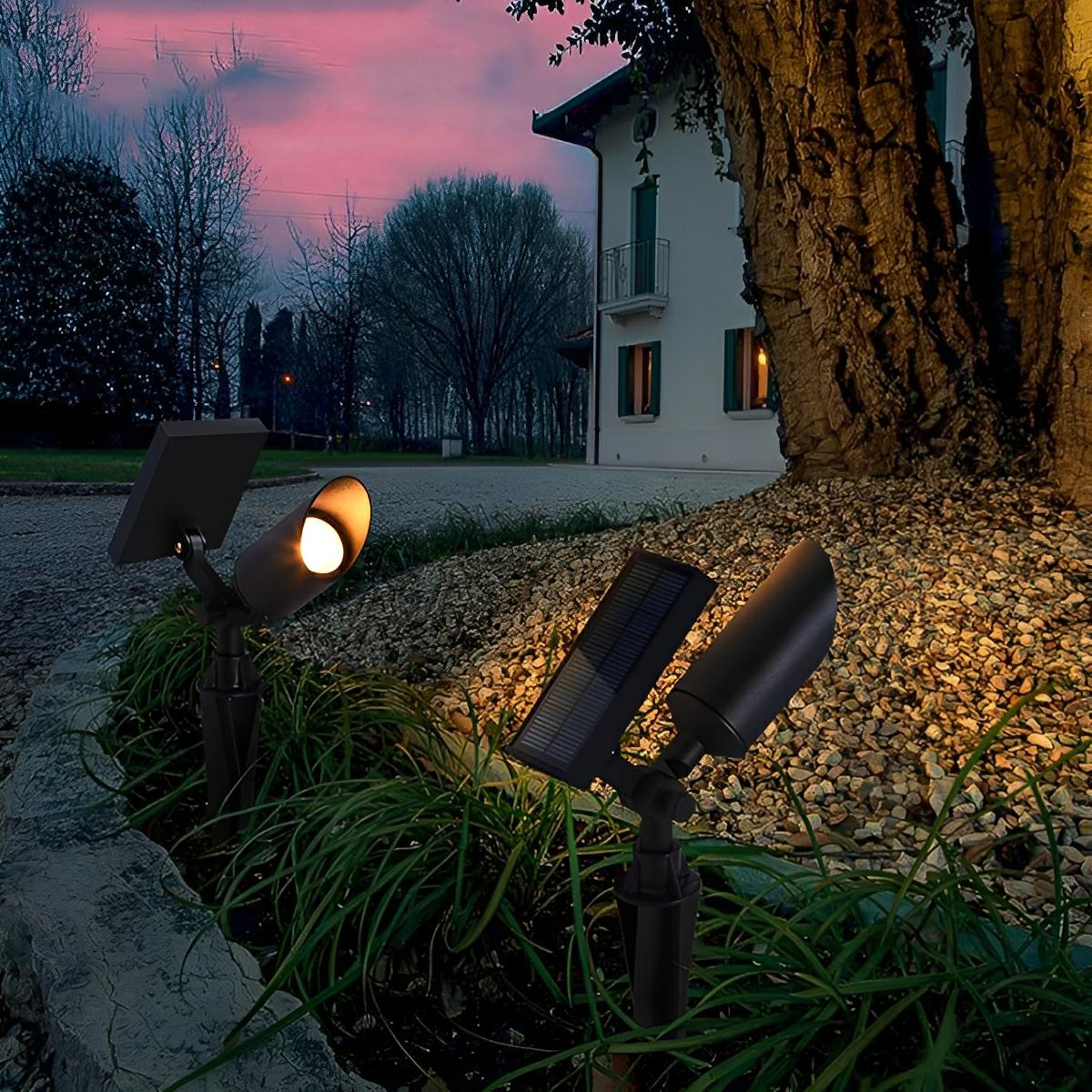Tuinspot Grondspot Aluminium Zwart IP65 Zonne-energie Bedraad 5W Tuin Oprit Patio Spotlight Tuinverlichting Verstelbaar