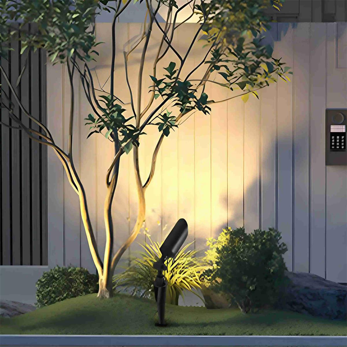 Tuinspot Grondspot Aluminium Zwart IP65 Zonne-energie Bedraad 5W Tuin Oprit Patio Spotlight Tuinverlichting Verstelbaar