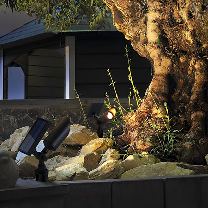 Tuinspot Grondspot Aluminium Zwart IP65 Zonne-energie Bedraad 5W Tuin Oprit Patio Spotlight Tuinverlichting Verstelbaar