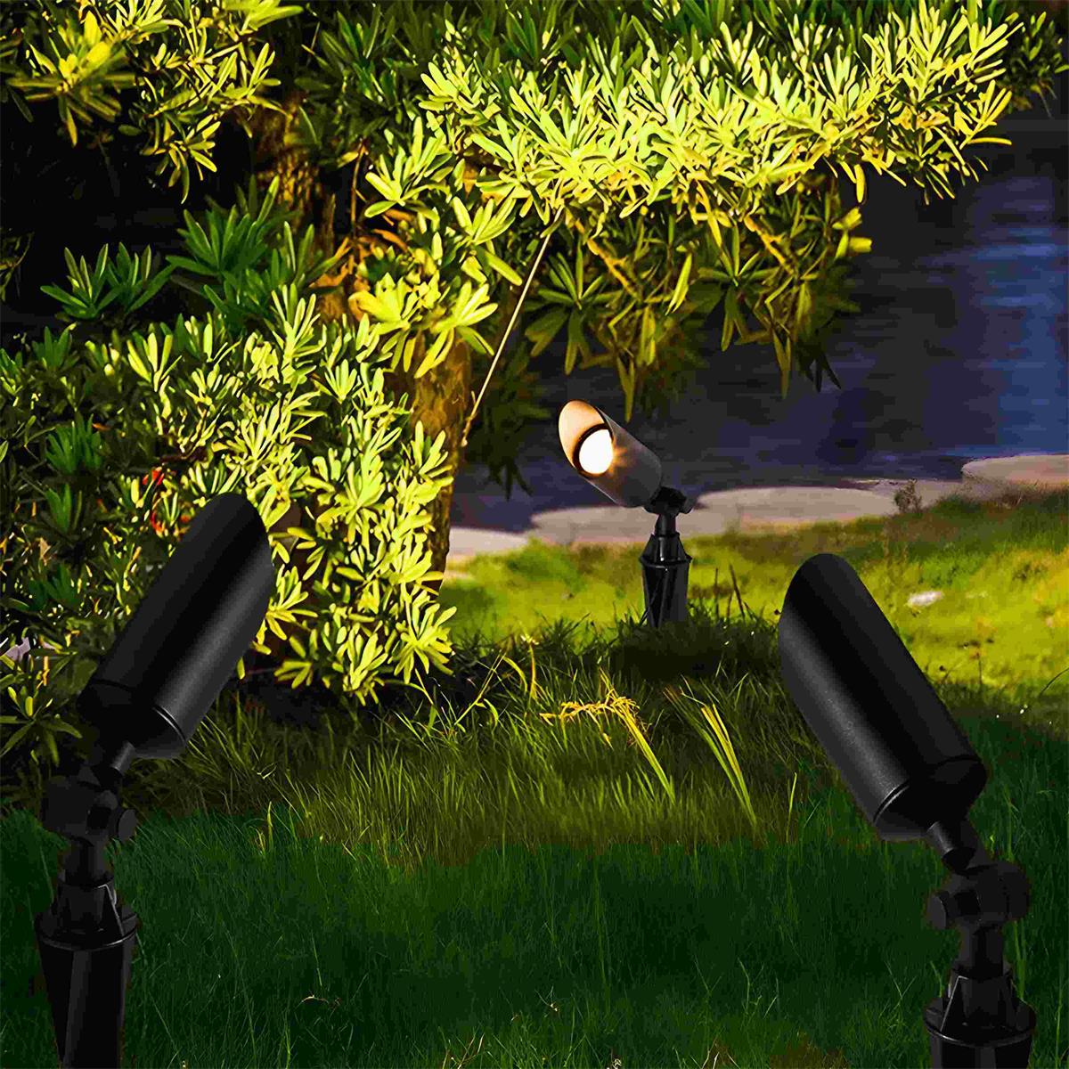 Tuinspot Grondspot Aluminium Zwart IP65 Zonne-energie Bedraad 5W Tuin Oprit Patio Spotlight Tuinverlichting Verstelbaar