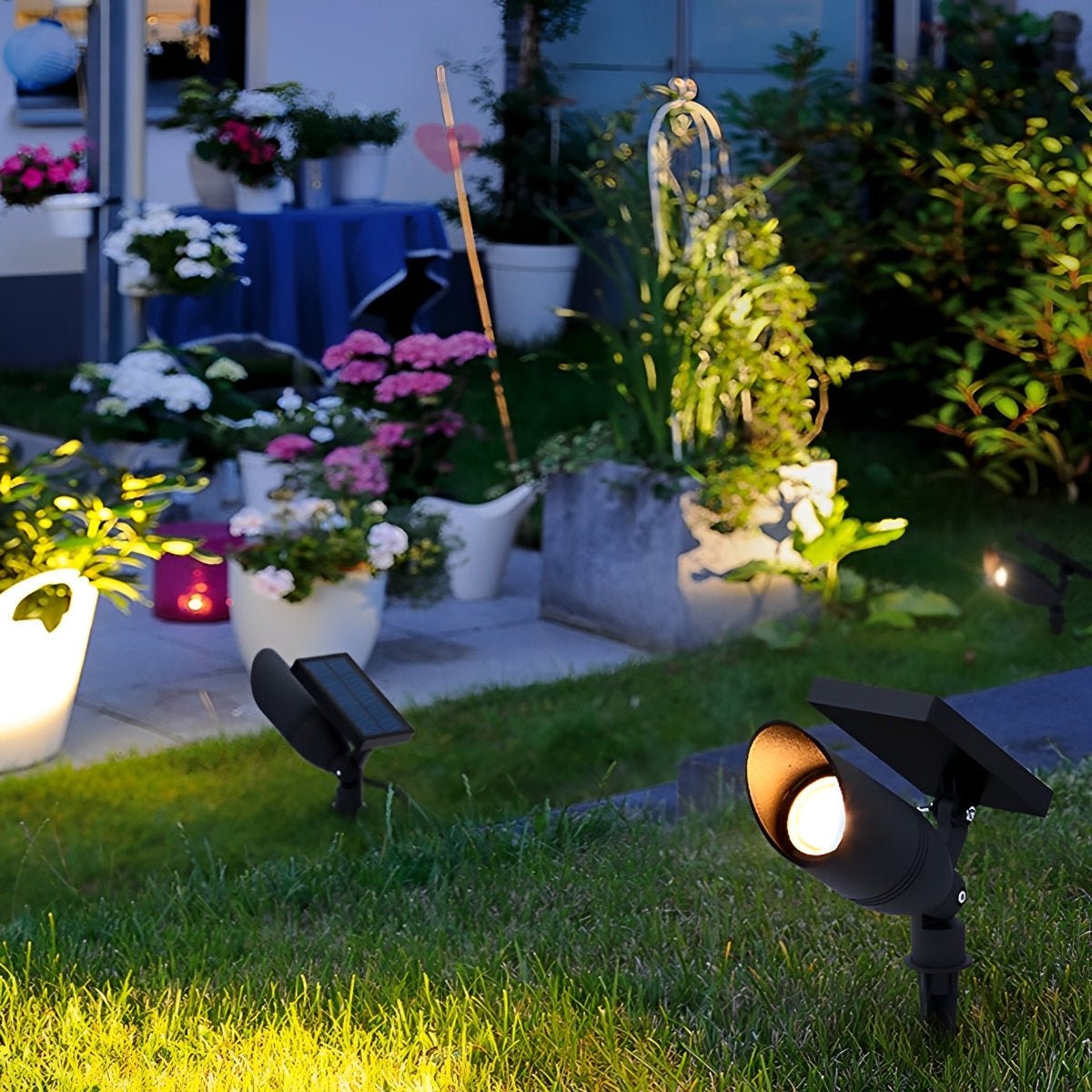 Tuinspot Grondspot Aluminium Zwart IP65 Zonne-energie Bedraad 5W Tuin Oprit Patio Spotlight Tuinverlichting Verstelbaar
