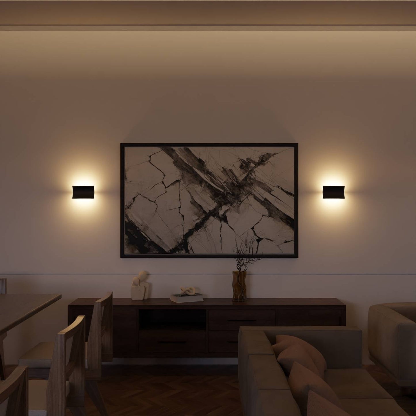 Elegante led wandlamp met warm indirect licht voor binnen en beschut buiten