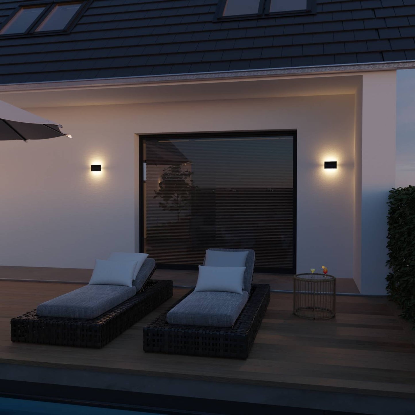 Elegante led wandlamp met warm indirect licht voor binnen en beschut buiten