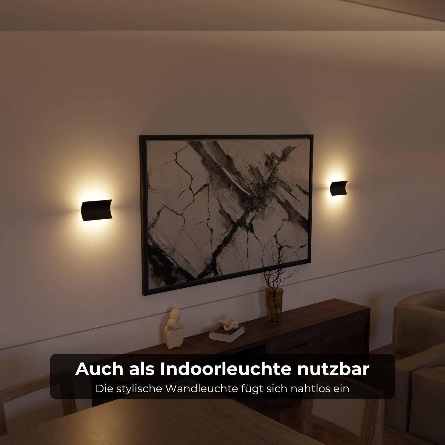 Elegante led wandlamp met warm indirect licht voor binnen en beschut buiten