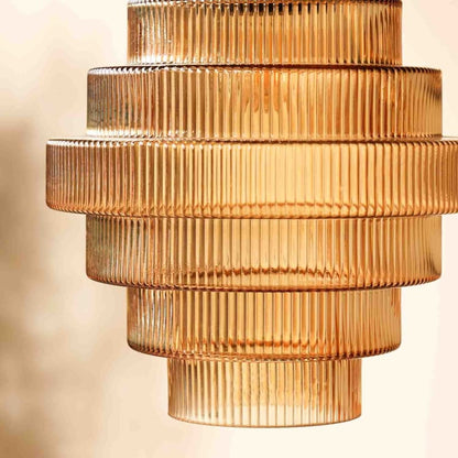 Messingkleurige Hanglamp met Flessendesign – Glazen Kap in Retro Stijl – Ø22cm – E27-Fitting