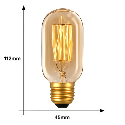 Edison Lamp E27 40W Glas Vintage Filamentlamp Retro Sfeerlamp Warm Wit Buislamp T45 Industrieel Loft Woonkamer Eetkamer Slaapkamer