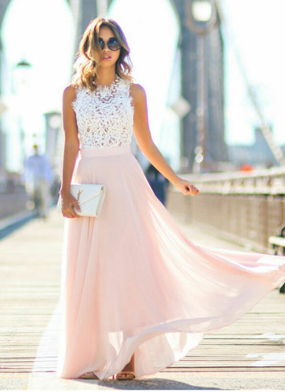 Witte Maxi Jurk Chiffon Feestjurk voor Bruiloft