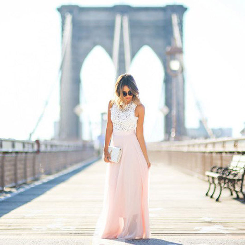 Celeste Maxi Jurk Wit Chiffon voor Bruiloftsfeesten