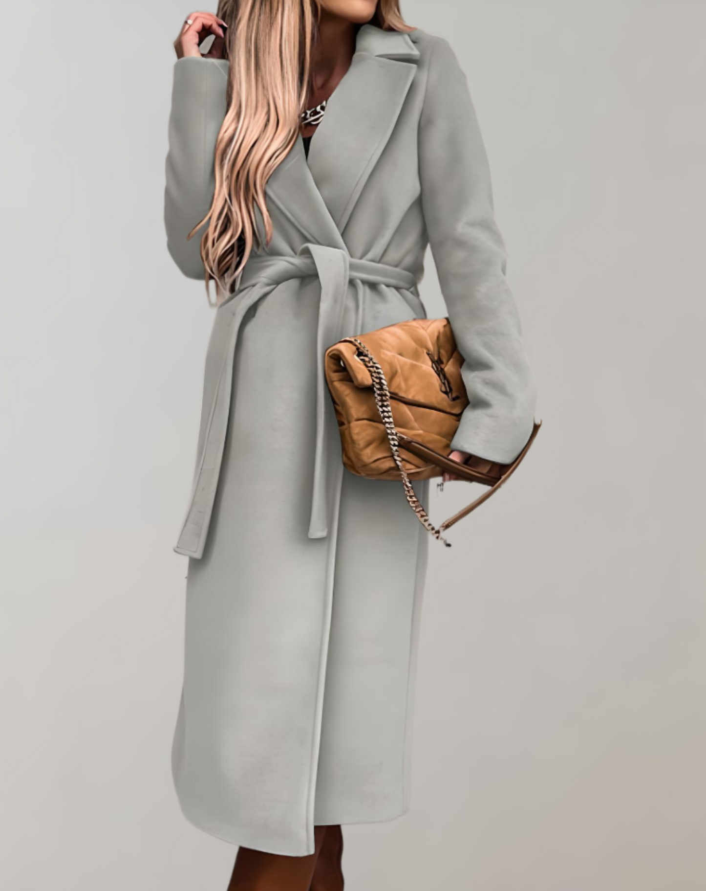 Dames Herfstjas Lange Warme Parka Met Riem