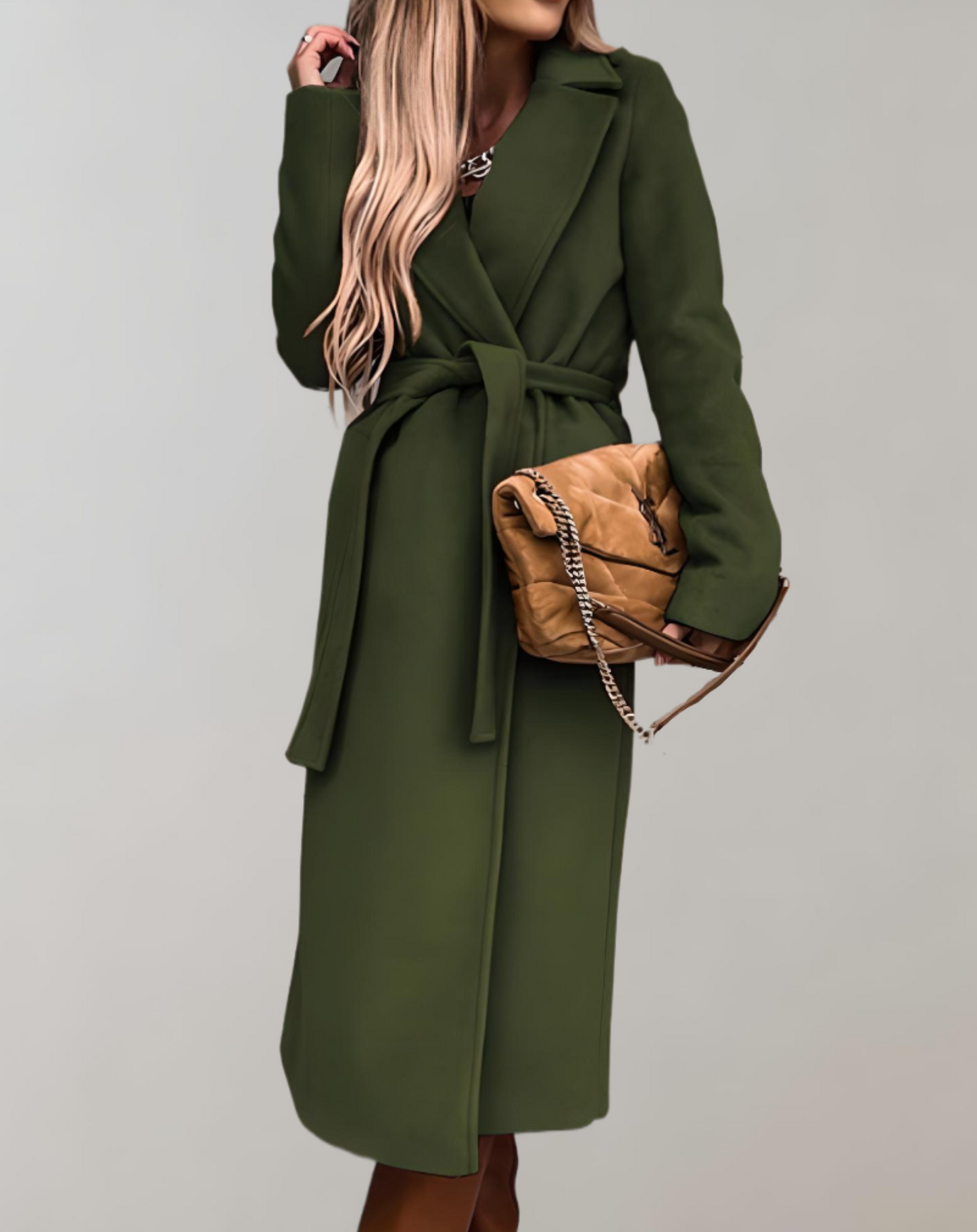 Dames Herfstjas Lange Warme Parka Met Riem
