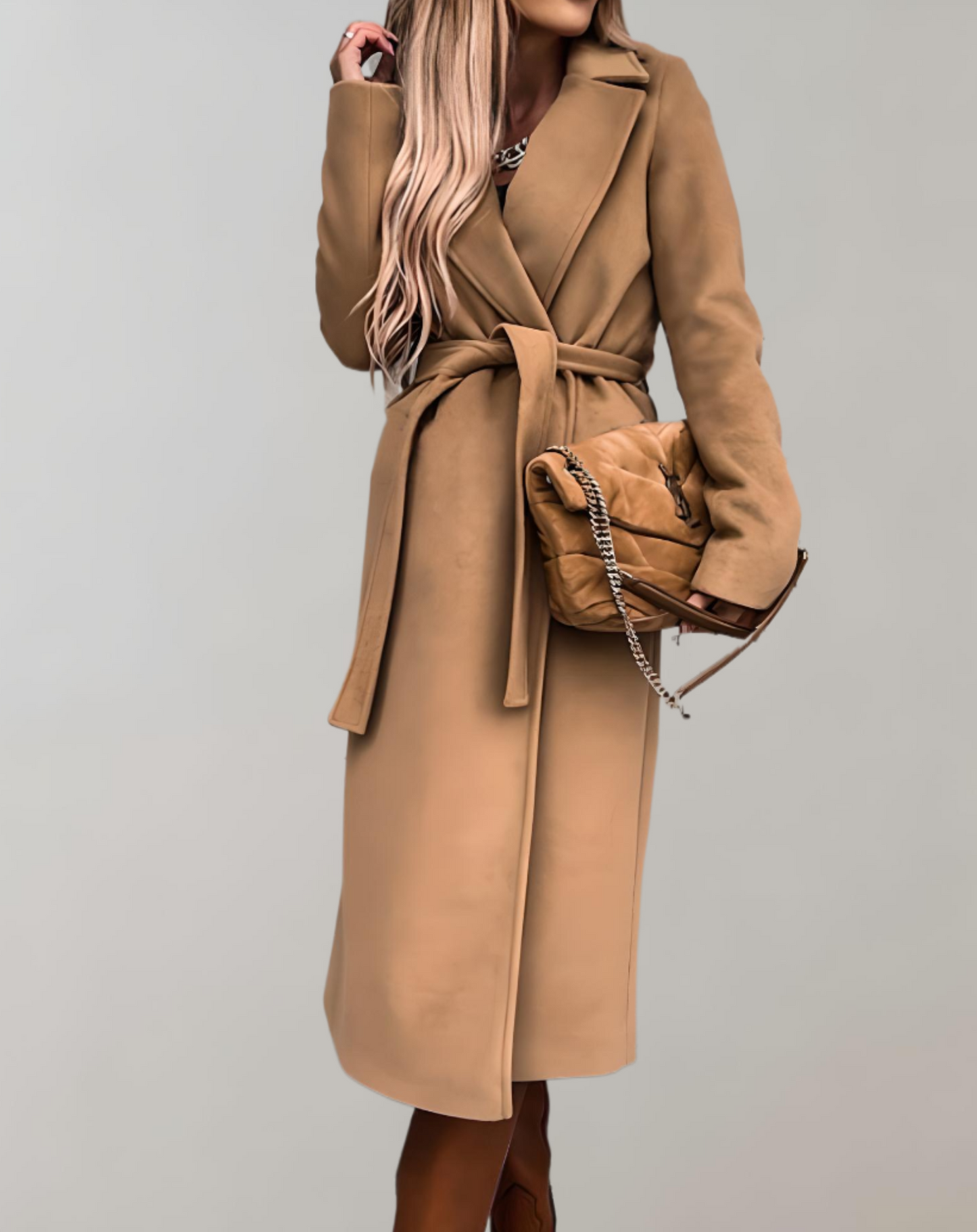 Dames Herfstjas Lange Warme Parka Met Riem