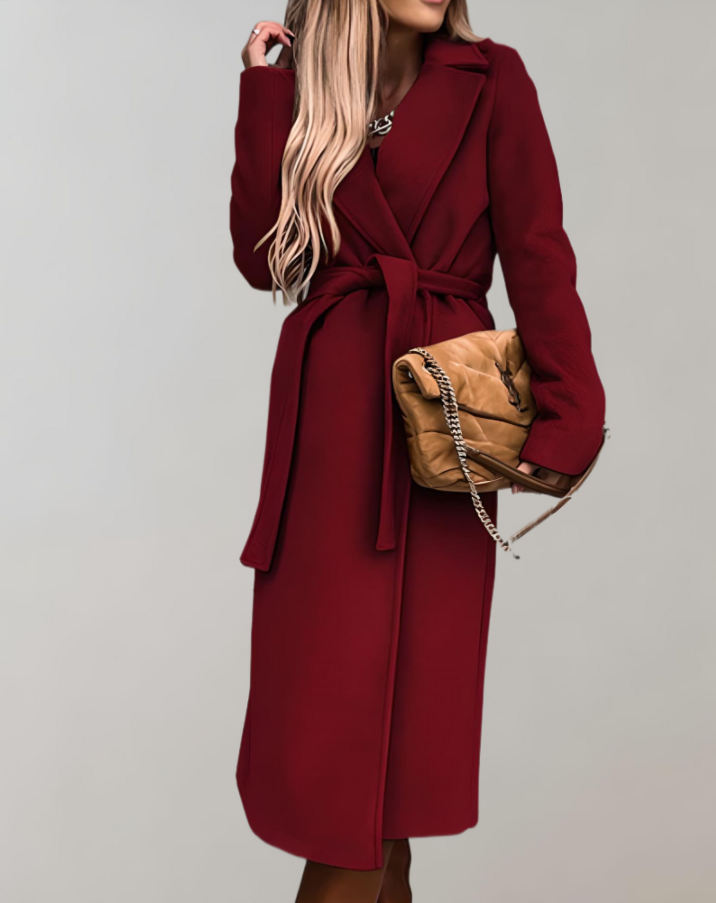 Dames Herfstjas Lange Warme Parka Met Riem