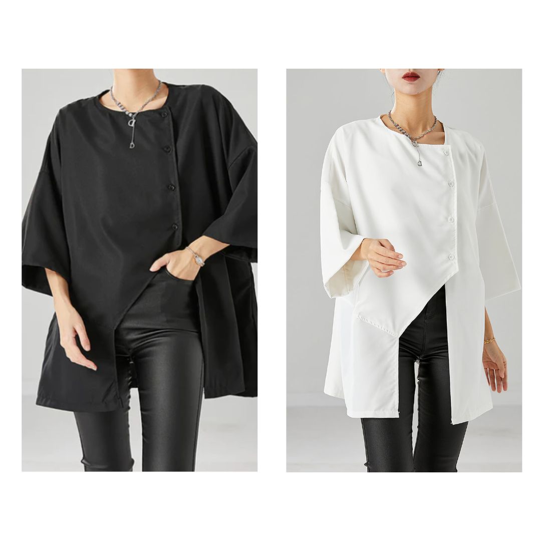 Annabel | Asymmetrische blouse in de kleur Wit voor dames in Formal stijl ideaal voor de herfst.