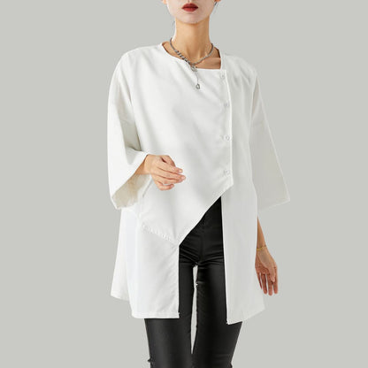 Vrouwelijke Blouse Asymmetrische Hals Modern Design - StudioMarella