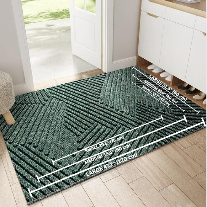 Antislip Deurmat Binnen & Buiten Groen Grijs Khaki Vuilvangmat Slijtvast Design Entree Hal Voordeur Inkom