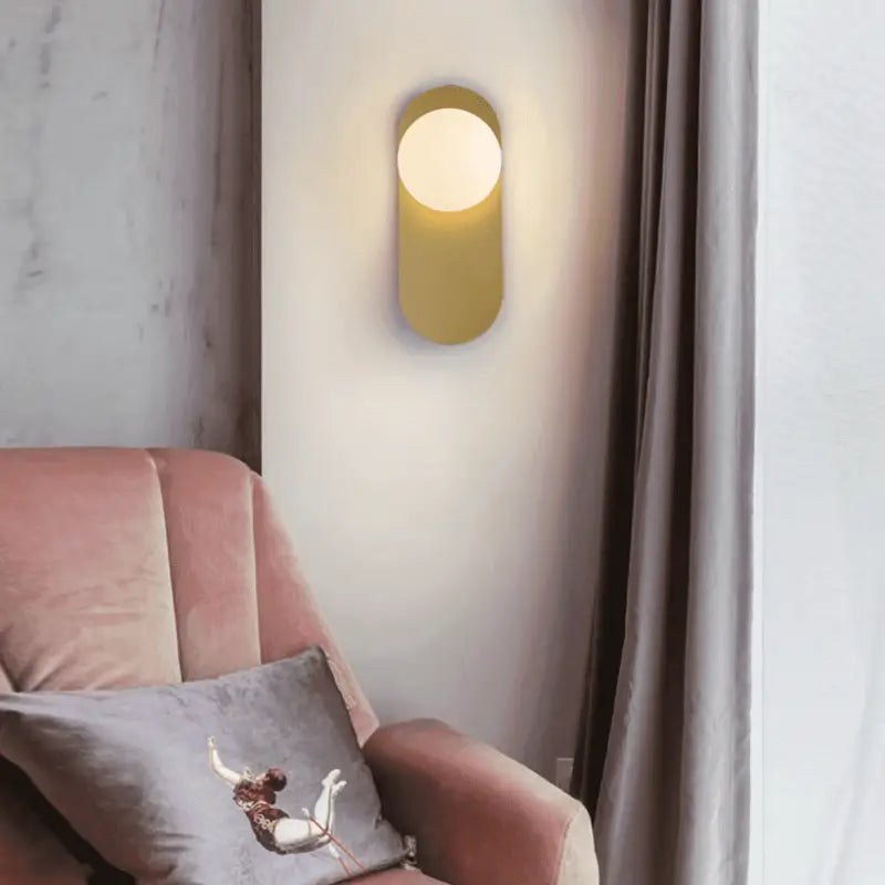 Wandlamp Bol Glas Industrieel Aluminium Zwart Goud 58cm