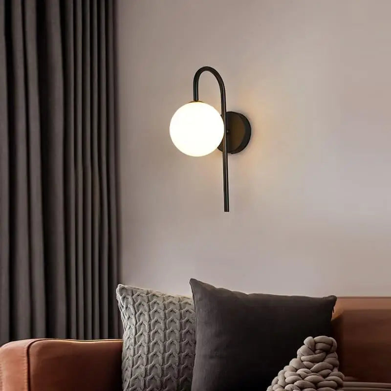 Wandlamp Bol Glas Industrieel Aluminium Zwart Goud 58cm