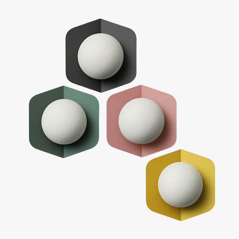 Wandlamp Zeshoek LED E27 Roze Groen Grijs Geel 24cm Slaapkamer Woonkamer Bol Wandlicht Hexagon Geometrisch Kinderkamer Hal