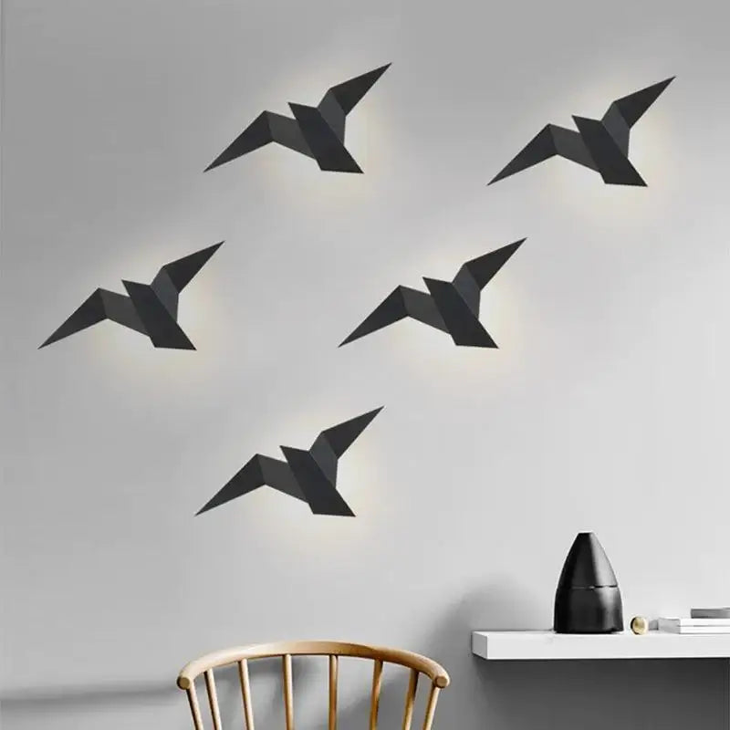 Vogel Wandlamp Led Aluminium Scandinavisch Design Zwart Wit Goud