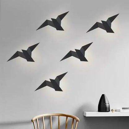 Vogel Wandlamp Led Aluminium Scandinavisch Design Zwart Wit Goud