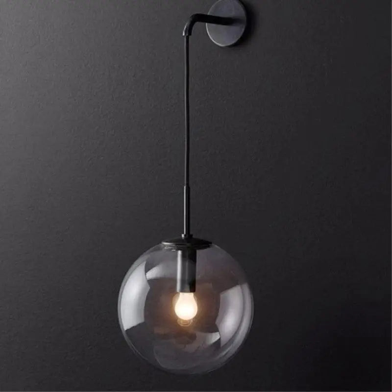 Wandlamp Bol Glas Aluminium E27 5W Industrieel Goud Zwart Woonkamer Slaapkamer Hal