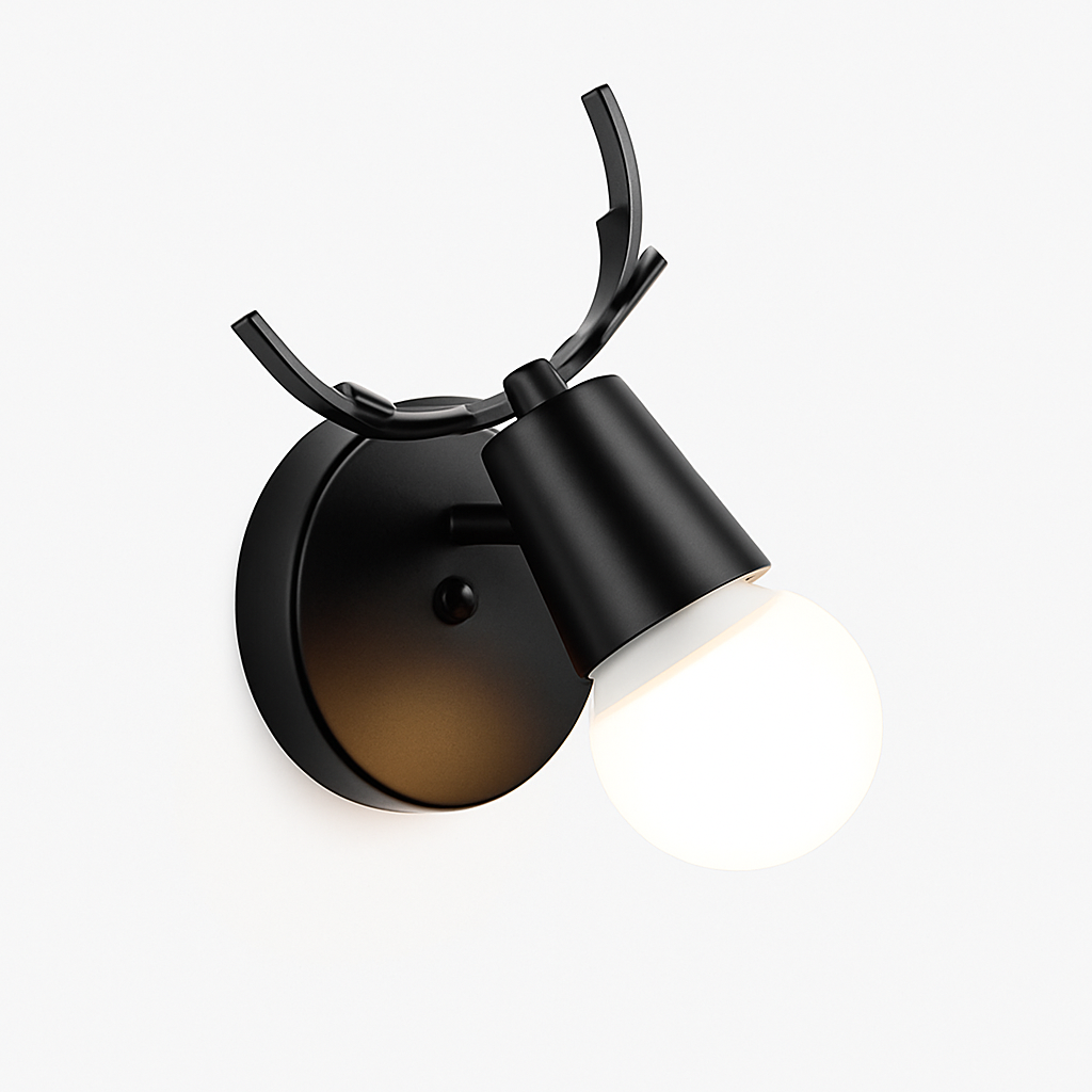 Wandlamp Hert Metaal Hout Zwart E27 Woonkamer Slaapkamer Hertenlamp Wandlicht Decoratief Rendier Keuken Kinderkamer