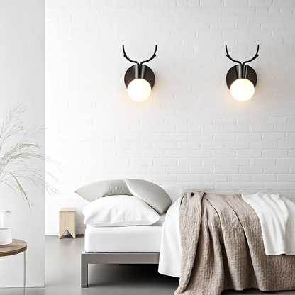 Wandlamp Hert Metaal Hout Zwart E27 Woonkamer Slaapkamer Hertenlamp Wandlicht Decoratief Rendier Keuken Kinderkamer