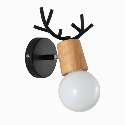 Wandlamp Hert Metaal Hout Zwart E27 Woonkamer Slaapkamer Hertenlamp Wandlicht Decoratief Rendier Keuken Kinderkamer