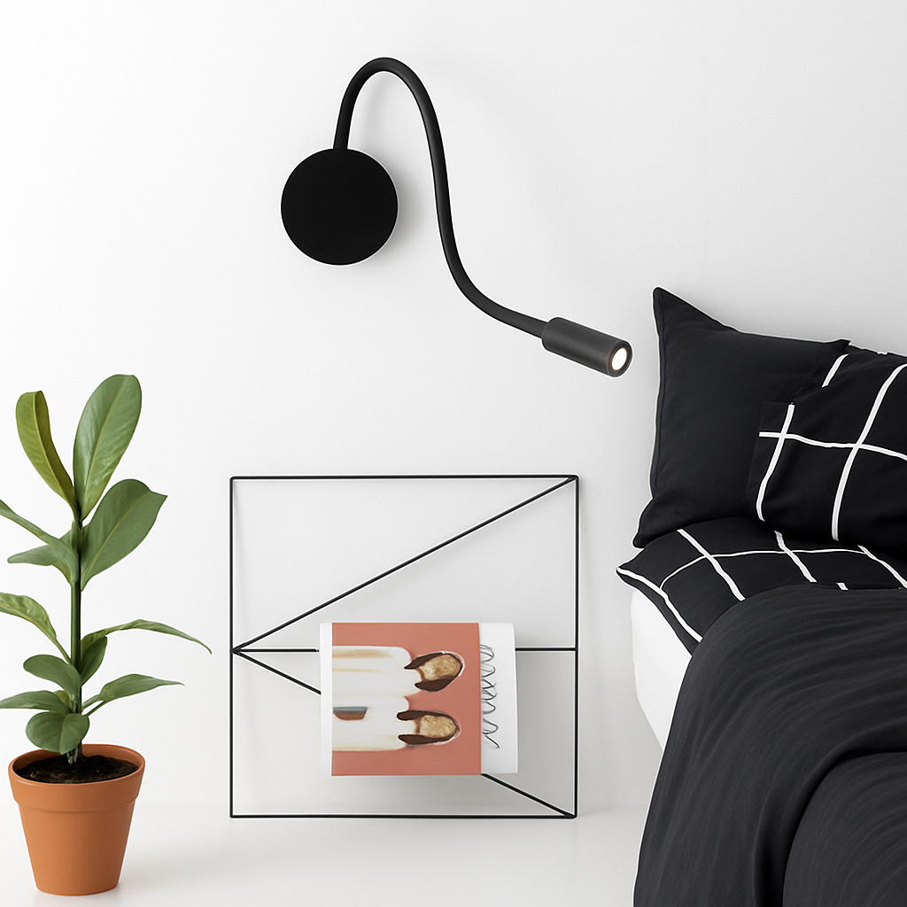 Leeslamp Wand LED Flexibel Zwart Slaapkamer Bedlamp Wandlamp Leeslicht Flexibele Arm Oplaadbaar Nachtkastje Hoofdbord Kantoor