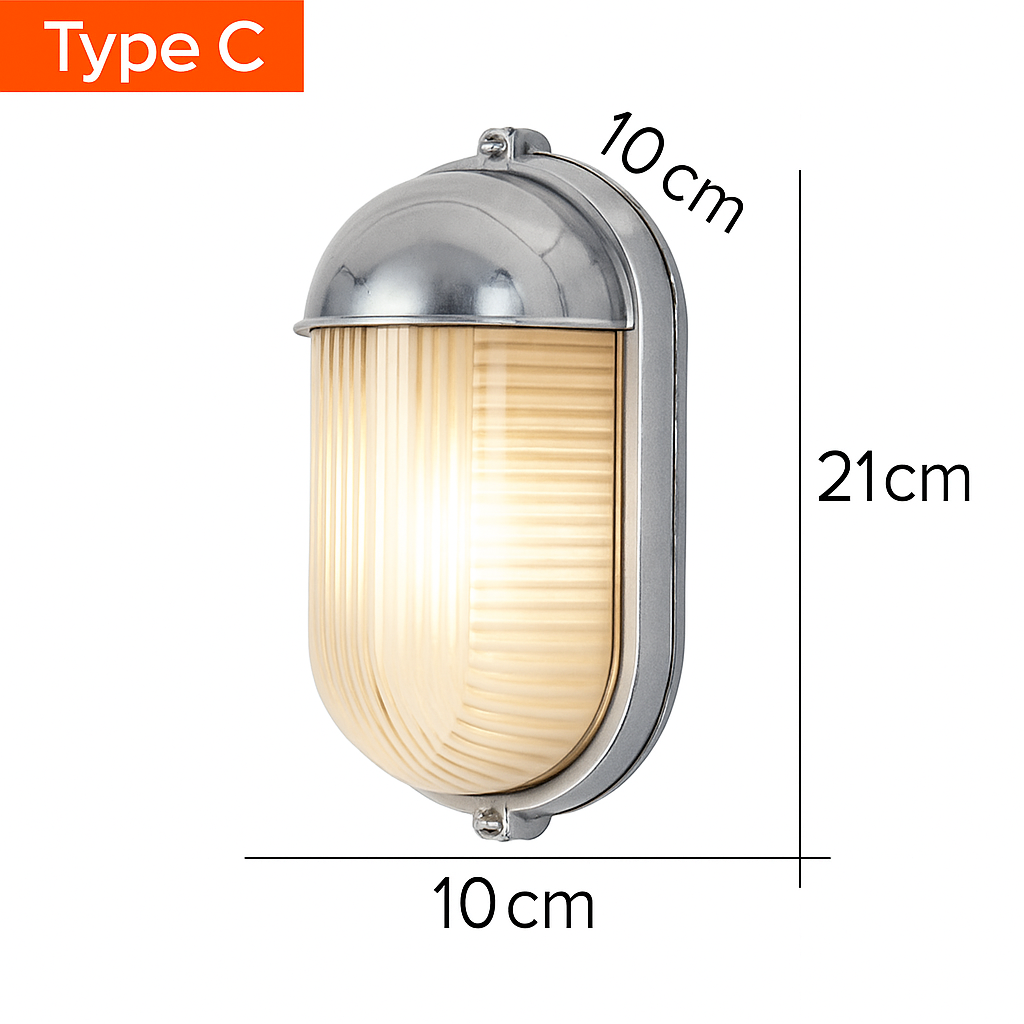 Buitenlamp Wandlamp Aluminium Zilver IP65 E27 12W Tuin Veranda Industrieel Vintage Matglas Buitenwandlamp Waterdicht Balkon Gevel