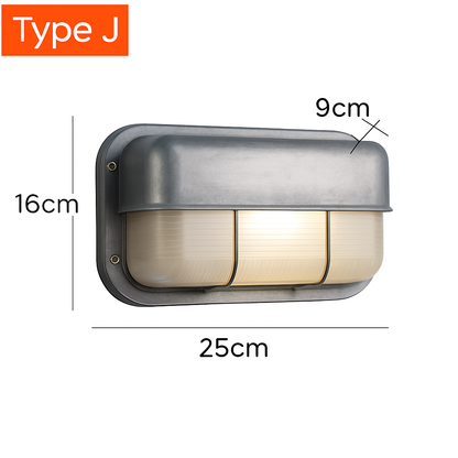 Buitenlamp Wandlamp Aluminium Zilver IP65 E27 12W Tuin Veranda Industrieel Vintage Matglas Buitenwandlamp Waterdicht Balkon Gevel