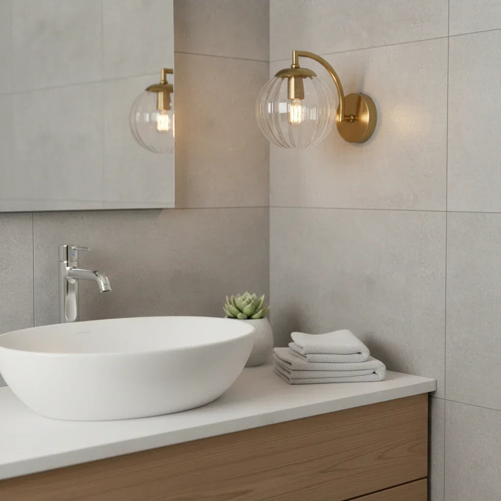 Wandlamp Bol Getint Glas Goud Metaal E14 Woonkamer Slaapkamer Hal Retro Modern