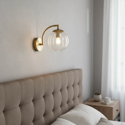 Wandlamp Bol Getint Glas Goud Metaal E14 Woonkamer Slaapkamer Hal Retro Modern