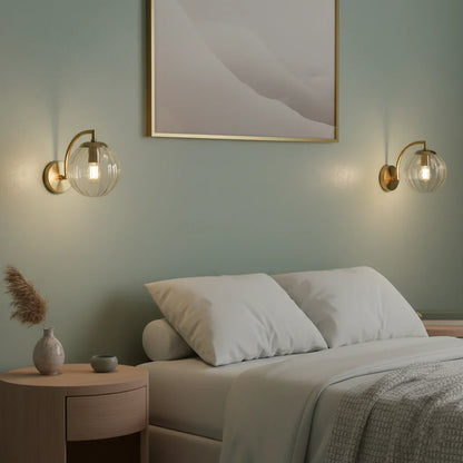 Wandlamp Bol Getint Glas Goud Metaal E14 Woonkamer Slaapkamer Hal Retro Modern