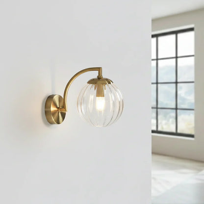 Wandlamp Bol Getint Glas Goud Metaal E14 Woonkamer Slaapkamer Hal Retro Modern