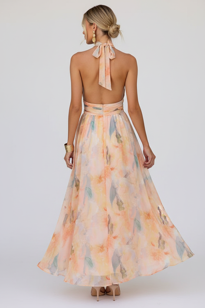 Aquarel Maxi Jurk — Achterkant