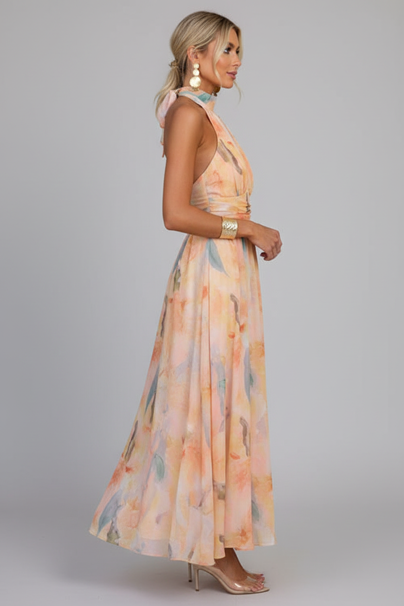 Aquarel Maxi Jurk — Zij-aanzicht
