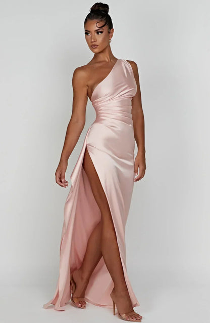 Zomerjurk Elegante One-Shoulder Splitrok Vrouwen