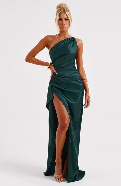 Zomerjurk Elegante One-Shoulder Splitrok Vrouwen