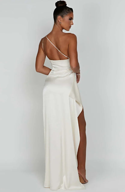 Zomerjurk Elegante One-Shoulder Splitrok Vrouwen