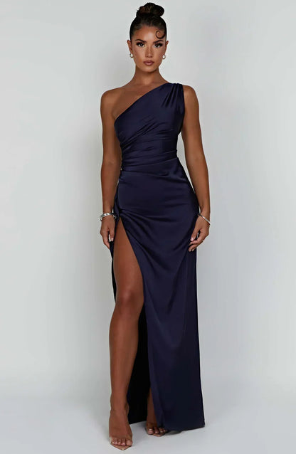 Zomerjurk Elegante One-Shoulder Splitrok Vrouwen